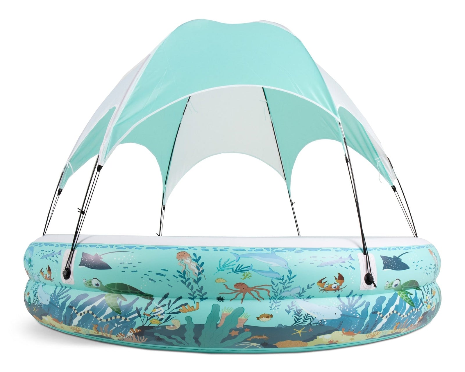 & Finn Ocean Life Splash & Play Inflatable 2 Ring Canopy Pool, 86.6” x 86.6” x 64” V9C0 - product image 1
