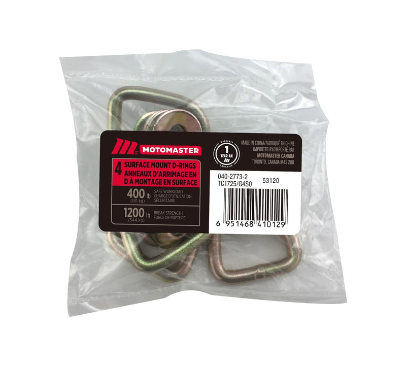 1,200-lb Light Duty D-Ring, Surface Mountable, 4-pk Z8R5