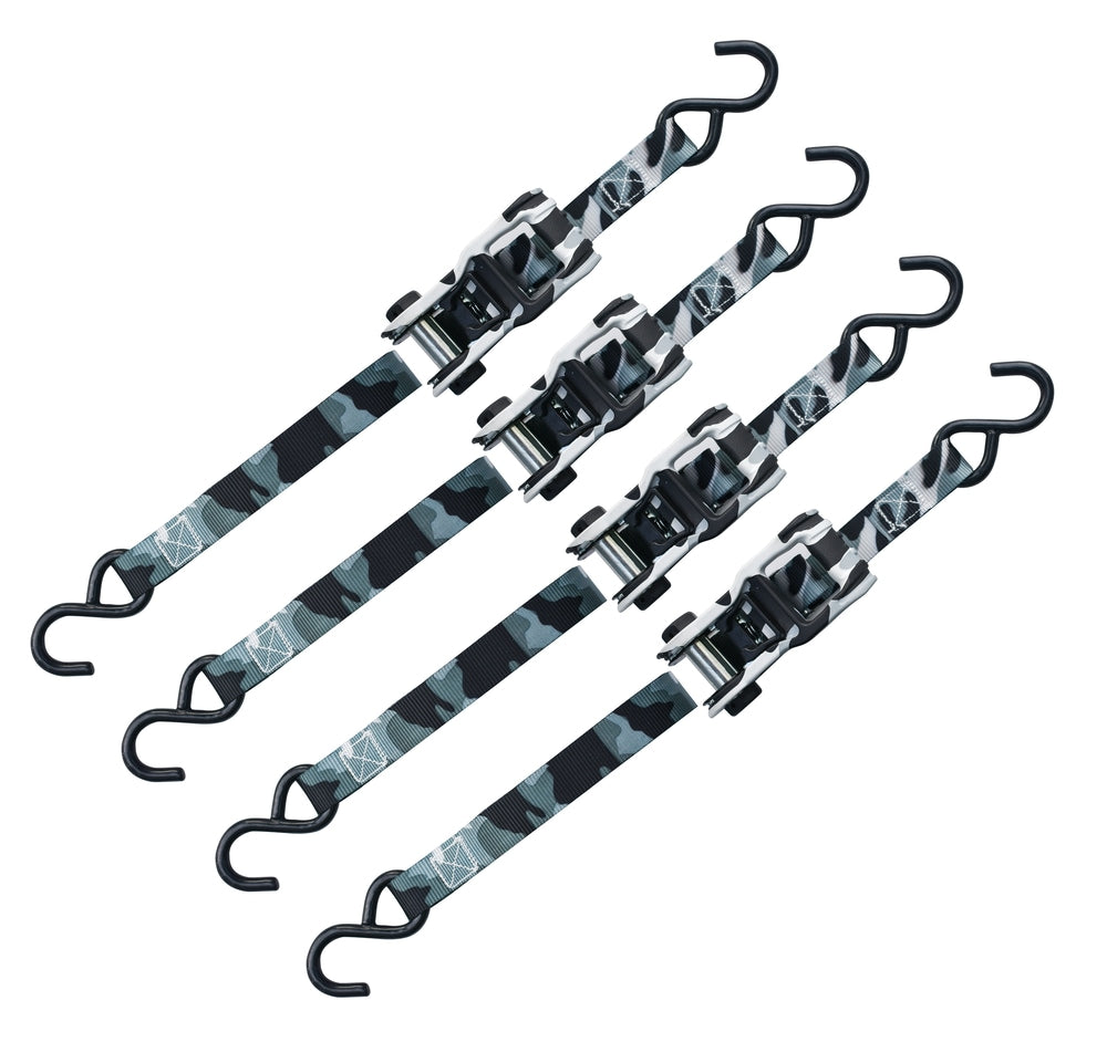1,500-lb Snow Camo Ratchet Tie Down, 1-in x 10-ft (2.5 cm x 3.05 m), 4-pk I5G7 - product image 1